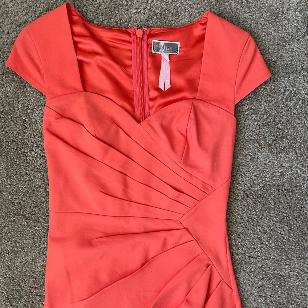 Coral dress.